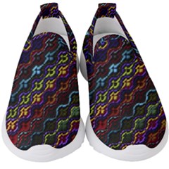 Dark Multicolored Mosaic Pattern Kids  Slip On Sneakers