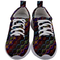 Dark Multicolored Mosaic Pattern Kids Athletic Shoes by dflcprintsclothing