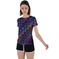 Dark Multicolored Mosaic Pattern Back Circle Cutout Sports Tee by dflcprintsclothing