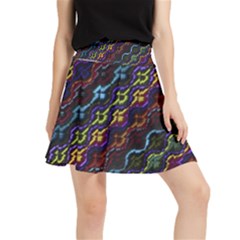 Dark Multicolored Mosaic Pattern Waistband Skirt by dflcprintsclothing