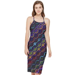 Dark Multicolored Mosaic Pattern Bodycon Cross Back Summer Dress