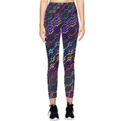 Dark Multicolored Mosaic Pattern Pocket Leggings 