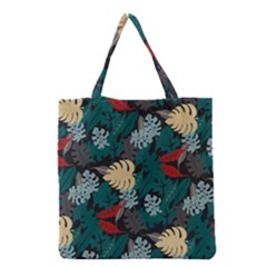 Tropical Autumn Leaves Grocery Tote Bag by tmsartbazaar