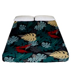 Tropical Autumn Leaves Fitted Sheet (california King Size) by tmsartbazaar