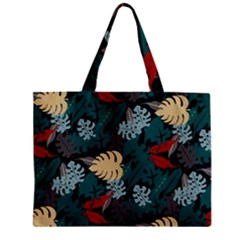 Tropical Autumn Leaves Zipper Mini Tote Bag by tmsartbazaar