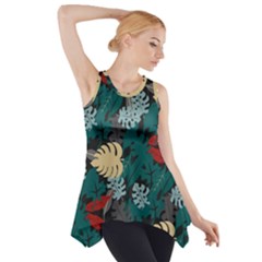 Tropical Autumn Leaves Side Drop Tank Tunic by tmsartbazaar