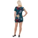 Tropical Autumn Leaves Short Sleeve Asymmetric Mini Dress View2