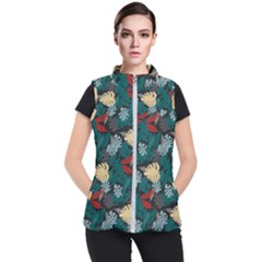 Tropical Autumn Leaves Women s Puffer Vest by tmsartbazaar