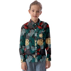 Tropical Autumn Leaves Kids  Long Sleeve Shirt