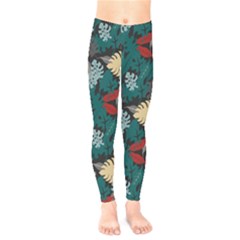 Tropical Autumn Leaves Kids  Leggings by tmsartbazaar