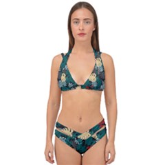 Tropical Autumn Leaves Double Strap Halter Bikini Set by tmsartbazaar