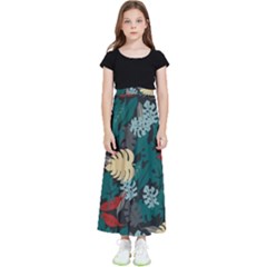 Tropical Autumn Leaves Kids  Flared Maxi Skirt by tmsartbazaar