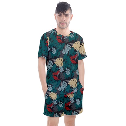 Tropical Autumn Leaves Men s Mesh Tee And Shorts Set by tmsartbazaar