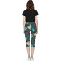 Tropical Autumn Leaves Inside Out Lightweight Velour Capri Leggings  View2