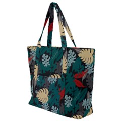 Tropical Autumn Leaves Zip Up Canvas Bag by tmsartbazaar