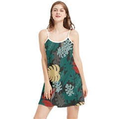 Tropical Autumn Leaves Summer Frill Dress