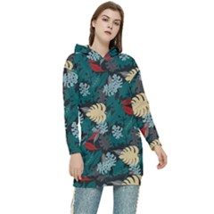 Tropical Autumn Leaves Women s Long Oversized Pullover Hoodie by tmsartbazaar