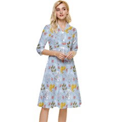 Blue Florals Classy Knee Length Dress