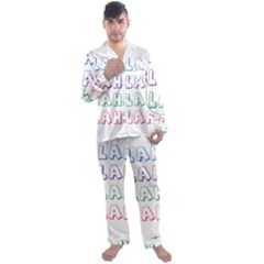 Blah Blah Men s Long Sleeve Satin Pajamas Set by designsbymallika