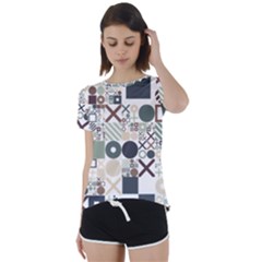 Mosaic Print Short Sleeve Foldover Tee by designsbymallika