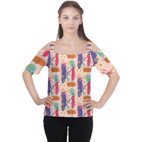 Minimal Floral Art Cutout Shoulder Tee by designsbymallika