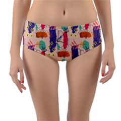 Minimal Floral Art Reversible Mid-waist Bikini Bottoms by designsbymallika