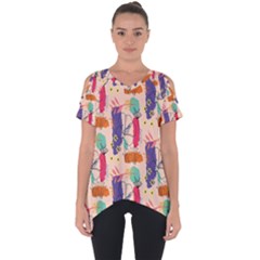 Minimal Floral Art Cut Out Side Drop Tee by designsbymallika