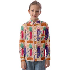 Minimal Floral Art Kids  Long Sleeve Shirt