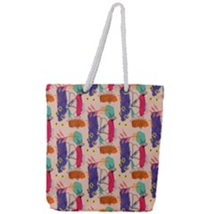 Minimal Floral Art Full Print Rope Handle Tote (large) by designsbymallika