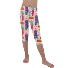 Minimal Floral Art Kids  Lightweight Velour Capri Leggings  by designsbymallika