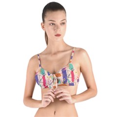 Minimal Floral Art Tie Up Cut Bikini Top by designsbymallika