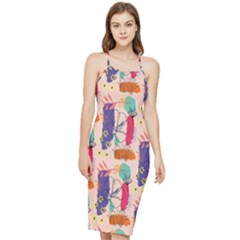 Minimal Floral Art Bodycon Cross Back Summer Dress