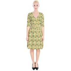 Green Pastel Pattern Wrap Up Cocktail Dress