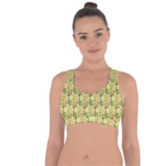 Green Pastel Pattern Cross String Back Sports Bra by designsbymallika