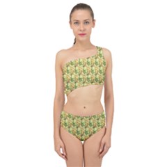 Green Pastel Pattern Spliced Up Two Piece Swimsuit by designsbymallika