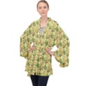 Green Pastel Pattern Long Sleeve Velvet Kimono  View1