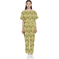 Green Pastel Pattern Batwing Lightweight Jumpsuit