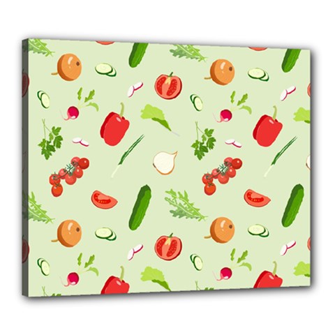 Seamless Pattern With Vegetables  Delicious Vegetables Canvas 24  X 20  (stretched) by SychEva