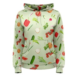 Seamless Pattern With Vegetables  Delicious Vegetables Women s Pullover Hoodie by SychEva