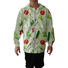 Seamless Pattern With Vegetables  Delicious Vegetables Kids  Hooded Windbreaker by SychEva