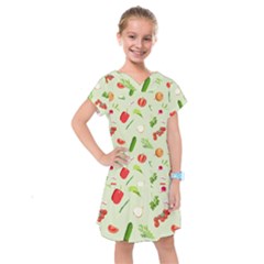 Seamless Pattern With Vegetables  Delicious Vegetables Kids  Drop Waist Dress by SychEva