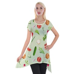 Seamless Pattern With Vegetables  Delicious Vegetables Short Sleeve Side Drop Tunic by SychEva