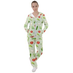 Seamless Pattern With Vegetables  Delicious Vegetables Women s Tracksuit by SychEva