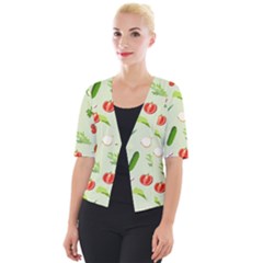 Seamless Pattern With Vegetables  Delicious Vegetables Cropped Button Cardigan by SychEva