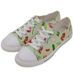 Seamless Pattern With Vegetables  Delicious Vegetables Men s Low Top Canvas Sneakers by SychEva