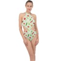 Seamless Pattern With Vegetables  Delicious Vegetables Halter Side Cut Swimsuit View1