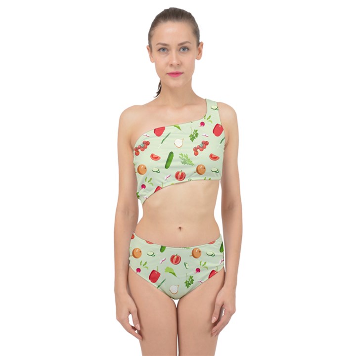 Seamless Pattern With Vegetables  Delicious Vegetables Spliced Up Two Piece Swimsuit