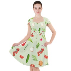 Seamless Pattern With Vegetables  Delicious Vegetables Cap Sleeve Midi Dress by SychEva