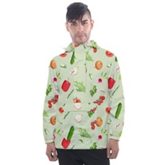 Seamless Pattern With Vegetables  Delicious Vegetables Men s Front Pocket Pullover Windbreaker by SychEva