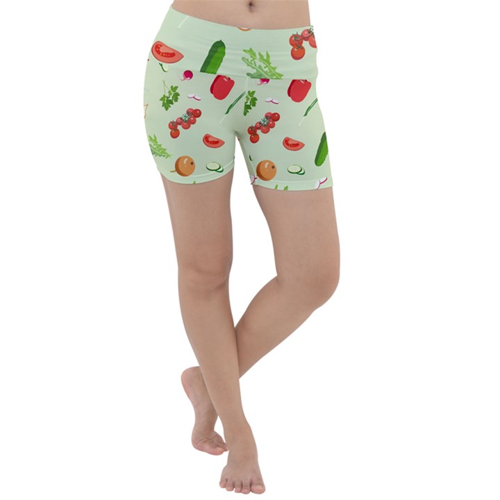 Seamless Pattern With Vegetables  Delicious Vegetables Lightweight Velour Yoga Shorts